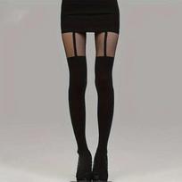 Ladies Sexy One-Piece Suspender Pantyhose Fashion Sheer Slim Fit Tights Elegant High Waist Stockings For Nightclub L