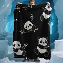 Enormous Panda Design Art Throw Blanket - Cute Wild Animal Pattern Cozy Soft Lightweight Accent for Bed Sofa Office Travel Size: 75*100cm, Weight: 230 GSM
