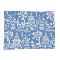 Blue Willow China Blue Delft Chinoiserie Blankets Soft Warm Flannel Throw Blanket Bedding for Bed Living room Picnic Travel Sofa Size: 75*100cm, Weight: 230 GSM gray