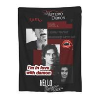 Damon Salvatore The Vampire Diaries Blankets Soft Warm Flannel Throw Blanket Bedspread for Living room Picnic Travel Home Couch Size: 75*100cm, Weight: 230 GSM