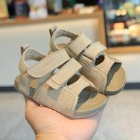 Kids Casual Slide Sandals With Strap Rubber Sole Open Toe Beach Outdoor Wear Size 22, Insole Length 14.5cm chaki