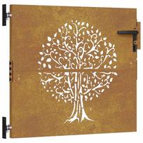 vidaXL Sodo vartai, 85x100 cm, Corten plienas, medžio raštas