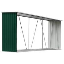 vidaXL Sodo malkinė, žalia, 330x84x152cm, galvanizuotas plienas