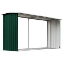vidaXL Sodo malkinė, žalia, 330x92x153cm, galvanizuotas plienas