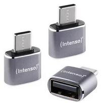 Intenso 3er Pack USB Adapter A480C USB-A Buchse zu USB-C Stecker, Unterstützt USB OTG, 480Mbps Datenübertragung, Aluminium anthrazit 7600113
