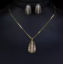 Leopardo rašto kaklo pakabukas ir auskarai