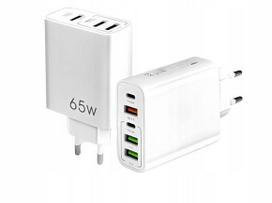 Įkroviklis 65W GaN 5 prievadų USB-A ir USB-C spartusis PD QC3.0 EU kištukas