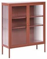 Spintelė su stiklinėmis durelėmis LERRYN metalinė 90 cm auksinės rudos spalvos