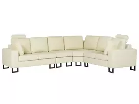 6 vietų kampinė sofa STOCKHOLM, natūrali oda, šviesi smėlio spalva, kairinė