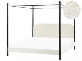 Lova su baldakimu Boucle DANNEMOIS 180 x 200 cm, balta