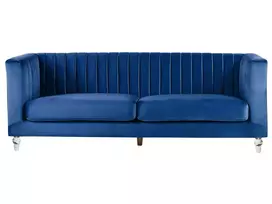 Trivietė sofa ARVIKA aksominė tamsiai mėlyna