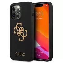 GUESS Silicone Phone Case for iPhone 13 Pro Max, Black