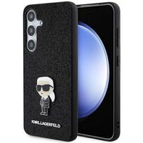 Karl Lagerfeld KLHCS24SGKNPSK S24 S921 black hardcase with fixed glitter, Ikonik logo, and metal pin