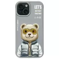 Nimmy iPhone 15 6.1" gray case | gray Cool AND Cute 2.0 Bear