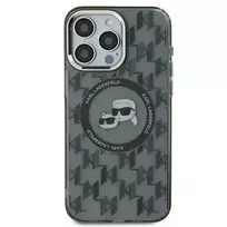 Karl Lagerfeld iPhone 16 Pro 6.3" Case, KLHMP16LHMCKMHK, Black, Hard IML Monogram, Karl  AND  Choupette Head, MagSafe