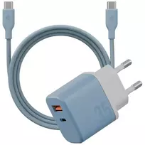Energea Bazic GoPort Velox Kit travel charger | 35W | GaN | USB-C, USB-A | with USB-C to USB-C cable included | blue