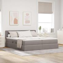 LED saugojimo lova su čiužiniu Taupe 180 x 200 cm Audinys
