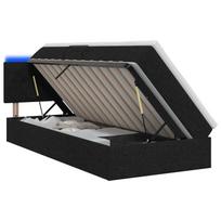 LED saugojimo lova su čiužiniu Juoda 90 x 200 cm Audinys