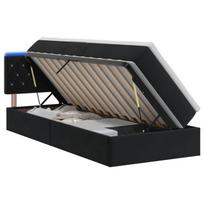 LED saugojimo lova su čiužiniu Juoda 90 x 200 cm Aksomas