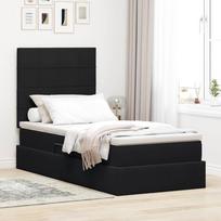 LED saugojimo lova su čiužiniu Juoda 90 x 190 cm Aksomas