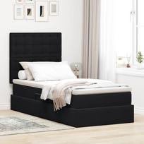 LED saugojimo lova su čiužiniu Juoda 90 x 190 cm Aksomas