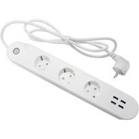 Denver Išmanioji maitinimo juosta 118141100020, AC230V 16A, 3 lizdai, 4 USB, 2,4 GHz Wi-Fi, balso valdymas