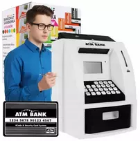 Vaikiška taupyklė–seifas ATM su kortele ir PIN kodu, juoda