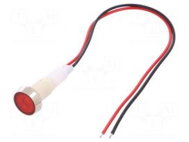 Indicator: LED | flat | 24VDC | 24VAC | Cutout: Ø10mm | 200mm leads