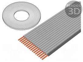 Wire: ribbon | 0.635mm | stranded | Cu | 40x30AWG | unshielded | TPE | grey