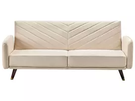 Trivietė išskleidžiama sofa SENJA, veliūras, smėlio spalvos