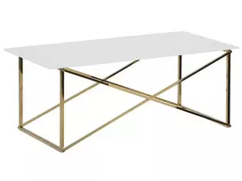 Kavos staliukas EMPORIA grūdintas stiklas baltas/auksinis