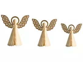 Dekoracinių figūrėlių rinkinys EIRA Angelas 24/28/33 cm smėlio spalvos