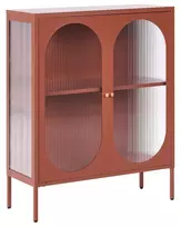 Spintelė su stiklinėmis durelėmis SARRE metalinė 90 cm aukso ruda