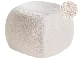 Pufas BARRON, boucle audinys, pieno balta