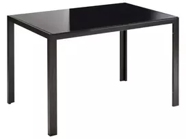Valgomojo stalas LAVOS, juodas, 120 cm x 80 cm, grūdintas stiklas