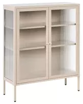 Spintelė su stiklinėmis durelėmis LERRYN Metal 90 cm smėlio spalvos