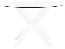 Sodo stalas MALETTO 120 cm, stiklinis, baltas