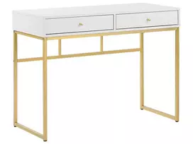 Rašomasis stalas DAPHNE baltas/auksinis 100 cm 48 cm su stalčiais