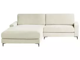 Trivietė kampinė sofa MALOY, šenilas, balta, dešininė