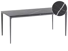 Sodo stalas SOVARETO 180 cm 90 cm marmuro efektas juodas marmuras