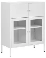 Spintelė su stiklinėmis durelėmis ESHOLT metalinė 80 cm, balta