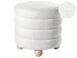 Pufas CHILLY Boucle, kreminės baltos spalvos