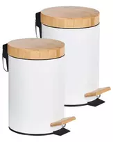 2 šiukšliadėžių su pedalu rinkinys 3 l ECOSMART metalinis baltas