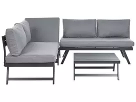 Sodo kampinė sofa su staliuku 5 asmenims COCCORINO pilka, metalinė