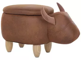 Vaikiškas pufas su daiktadėže COW dirbtinė oda šviesiai rudas
