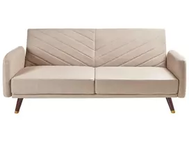 Išskleidžiama 3 vietų sofa SENJA iš sintetinio lino, šviesiai ruda