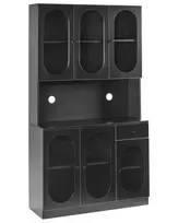 Vitrina su stiklinėmis durelėmis LANGFORD 100 cm, juoda
