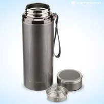 „Peterson“ plieno termopuodelis 750 ml su arbatos sieteliu, sidabrinis, karštiems ir šaltiems gėrimams