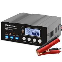 Qoltec Intelligent Microprocessor Charger 12V | 12.6V | 24V | Battery Charger with Repair Function for AGM, GEL, LiFePO4 Batteries | LCD