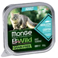 MONGE BWILD CAT GRAIN FREE ADULT KEPTAS PAŠTETAS, MENKĖ SU DARŽOVĖMIS. 100 GR.